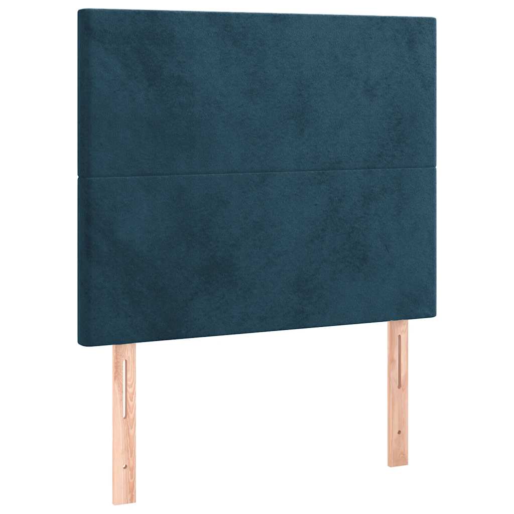 vidaXL Κρεβάτι Boxspring με Στρώμα Σκούρο Μπλε 90x190 εκ. Βελούδινο