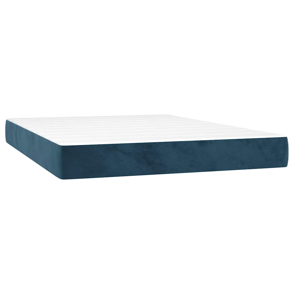 vidaXL Κρεβάτι Boxspring με Στρώμα Σκούρο Μπλε 140x200 εκ. Βελούδινο