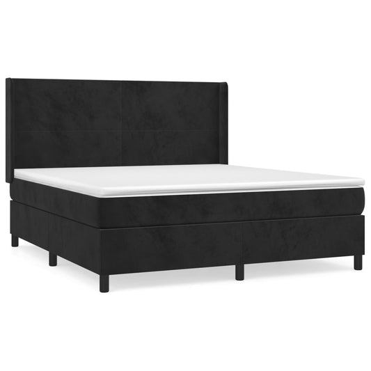 vidaXL Κρεβάτι Boxspring με Στρώμα Μαύρο 160x200 εκ. Βελούδινο