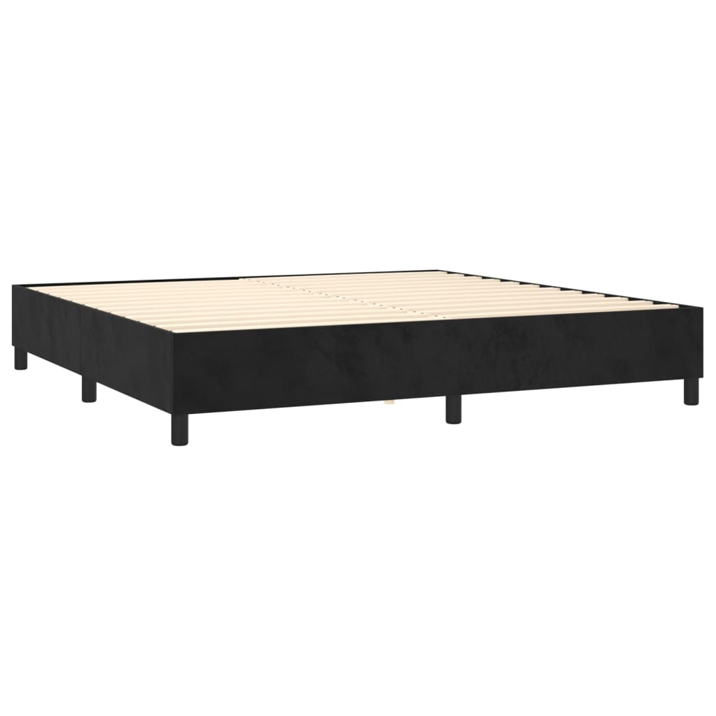 vidaXL Κρεβάτι Boxspring με Στρώμα Μαύρο 200x200 εκ. Βελούδινο