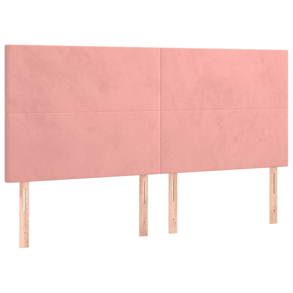 vidaXL Κρεβάτι Boxspring με Στρώμα Ροζ 200x200 εκ. Βελούδινο