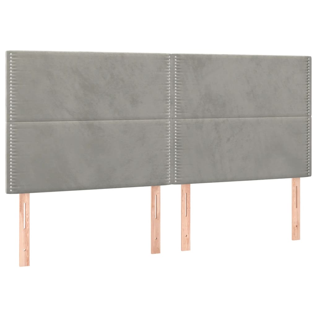 vidaXL Κρεβάτι Boxspring με Στρώμα Ανοιχτό Γκρι 200x200 εκ. Βελούδινο