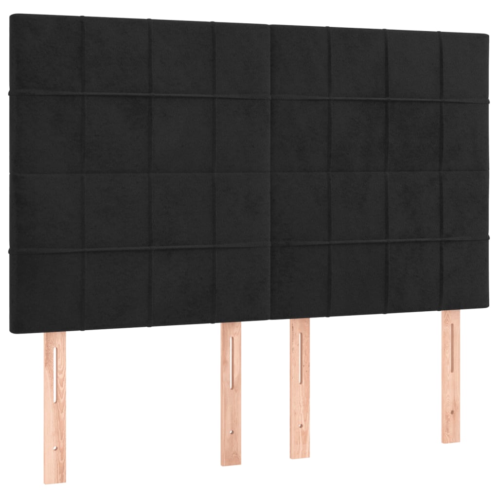 vidaXL Κρεβάτι Boxspring με Στρώμα Μαύρο 140x190 εκ. Βελούδινο