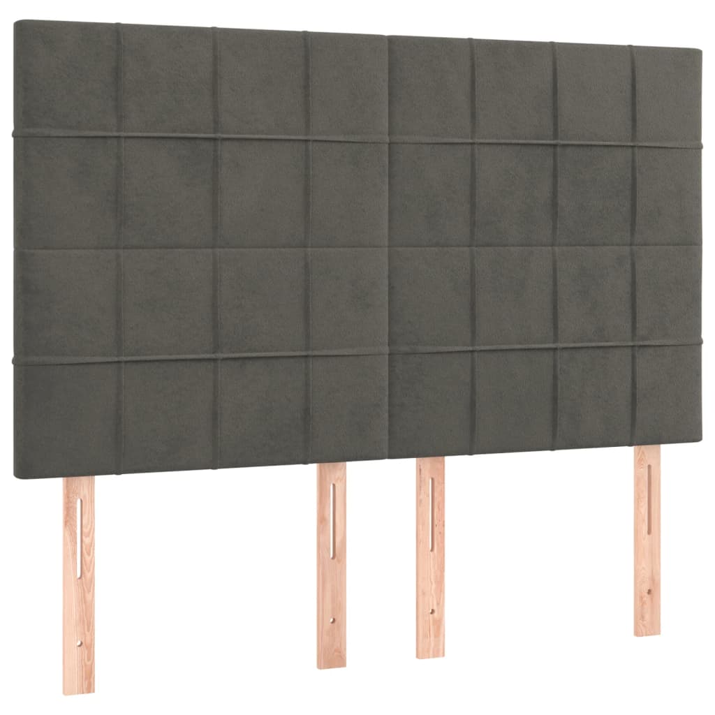 vidaXL Κρεβάτι Boxspring με Στρώμα Σκούρο Γκρι 140x200 εκ. Βελούδινο