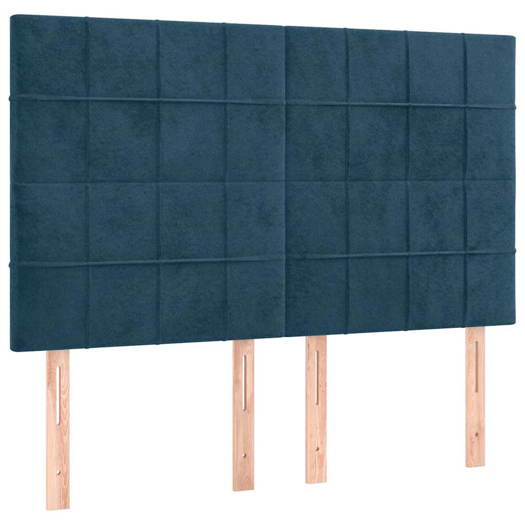 vidaXL Κρεβάτι Boxspring με Στρώμα Σκούρο Μπλε 140x200 εκ. Βελούδινο