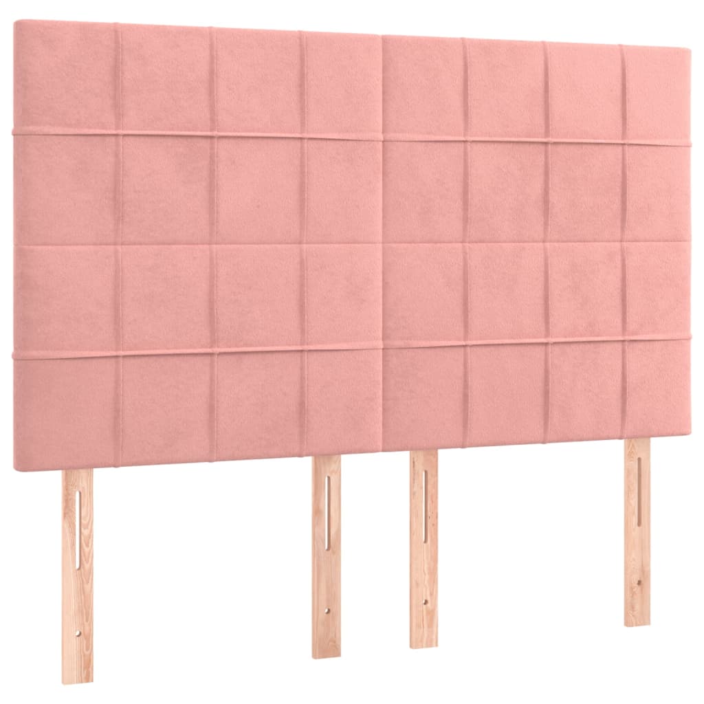 vidaXL Κρεβάτι Boxspring με Στρώμα Ροζ 140x200 εκ. Βελούδινο