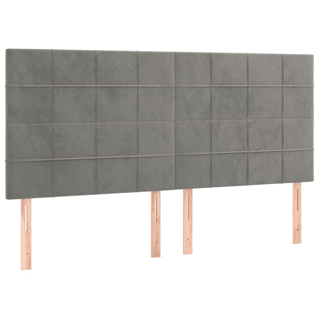 vidaXL Κρεβάτι Boxspring με Στρώμα Ανοιχτό Γκρι 200x200 εκ. Βελούδινο
