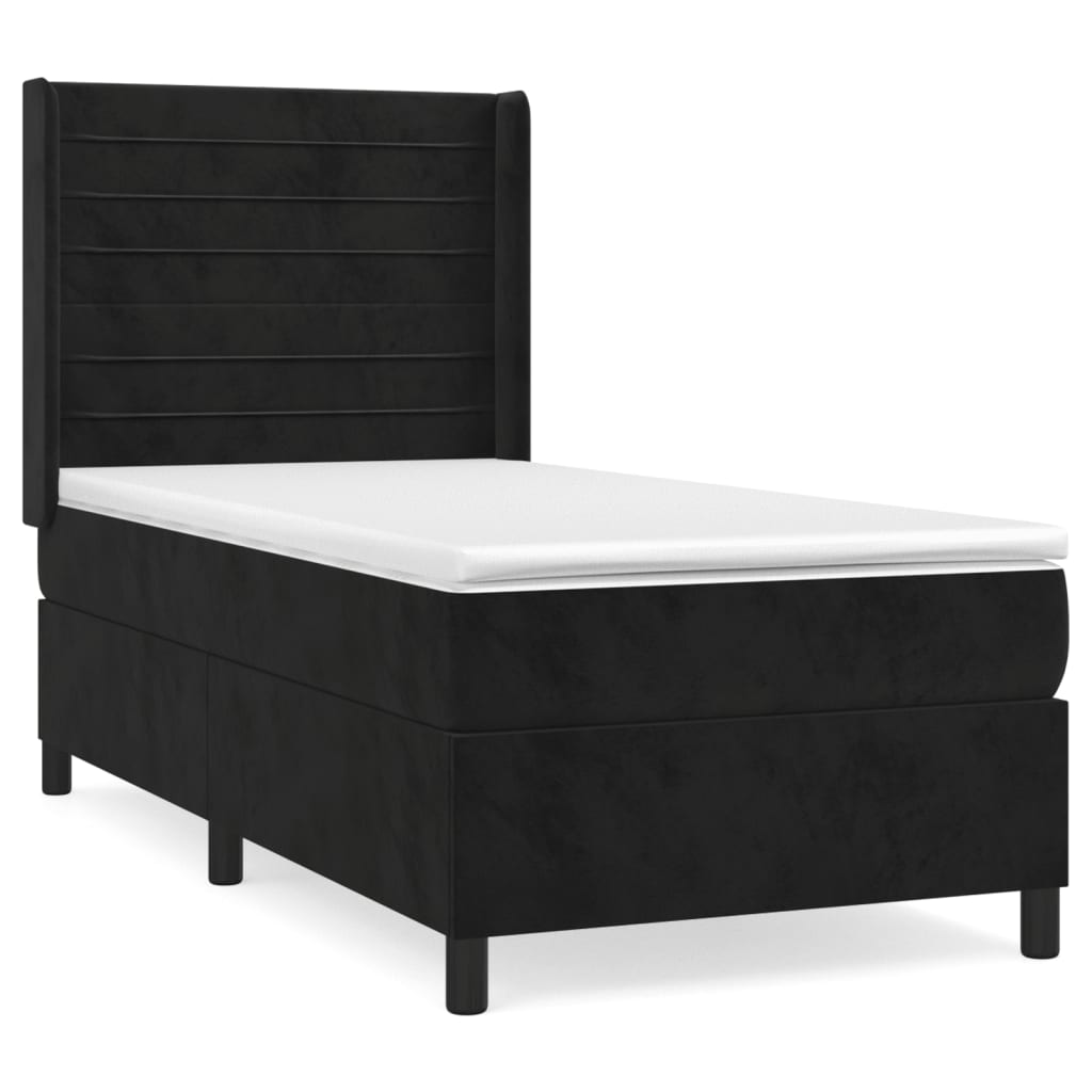 vidaXL Κρεβάτι Boxspring με Στρώμα Μαύρο 80 x 200 εκ. Βελούδινο