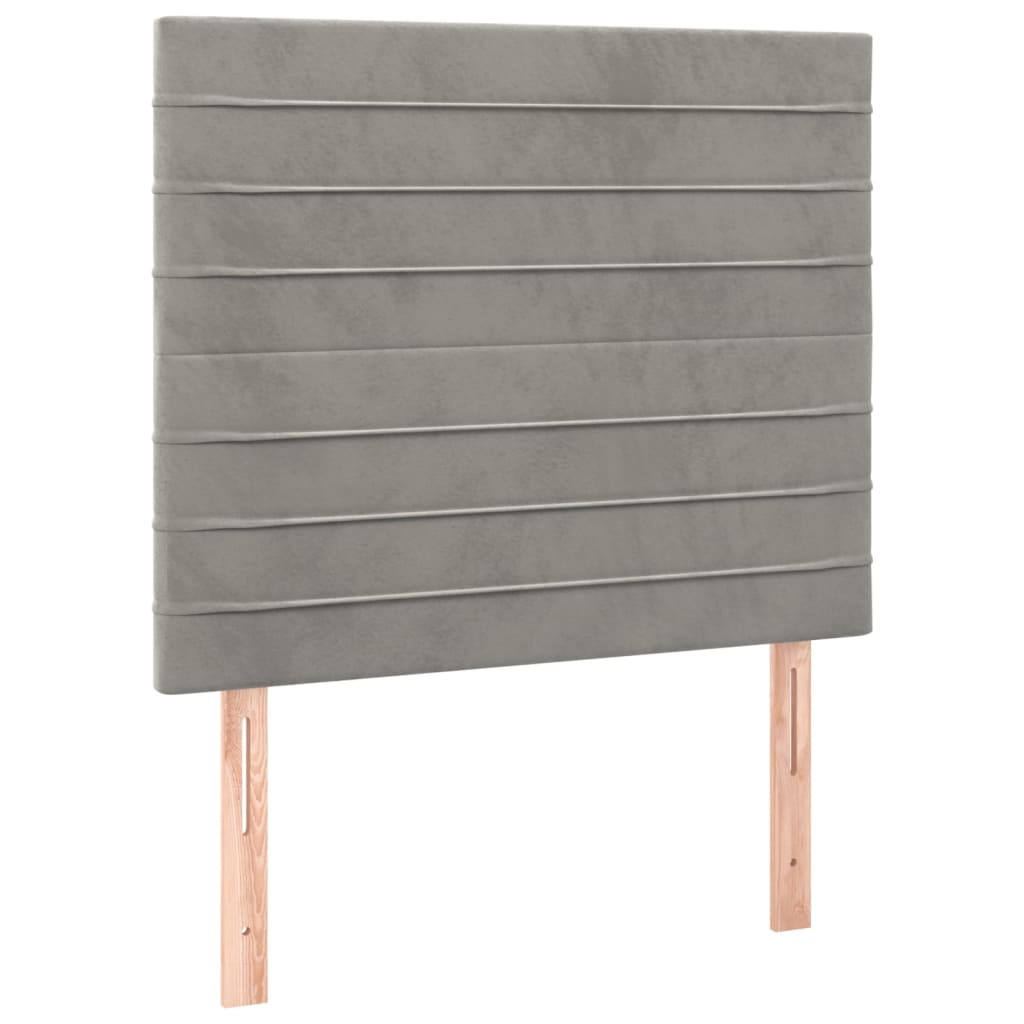 vidaXL Κρεβάτι Boxspring με Στρώμα Ανοιχτό Γκρι 90x200 εκ. Βελούδινο