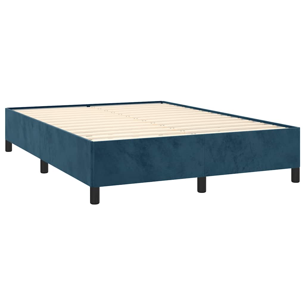 vidaXL Κρεβάτι Boxspring με Στρώμα Σκούρο Μπλε 140x190 εκ. Βελούδινο
