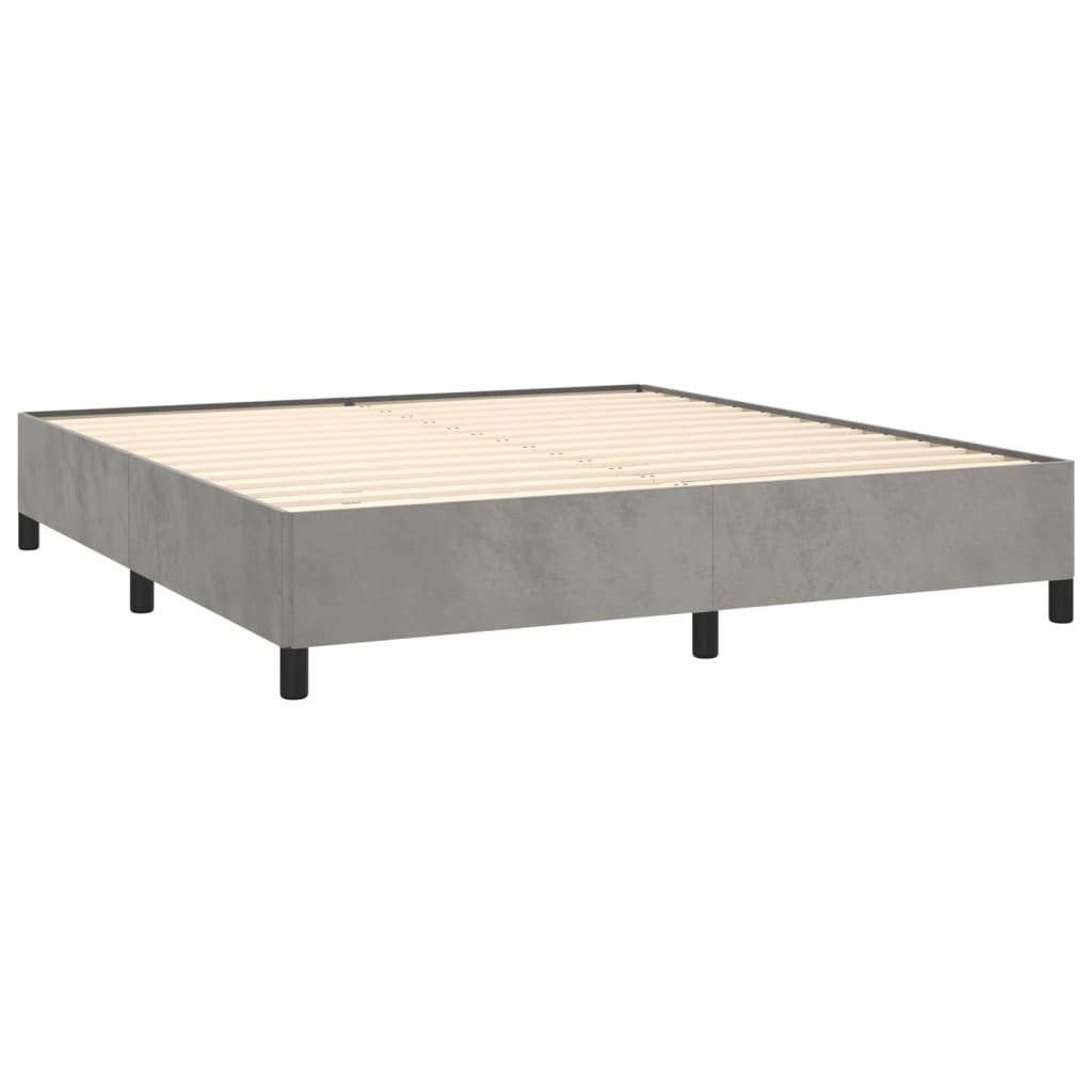 vidaXL Κρεβάτι Boxspring με Στρώμα Ανοιχτό Γκρι 160x200 εκ. Βελούδινο