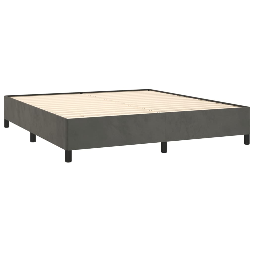 vidaXL Κρεβάτι Boxspring με Στρώμα Σκούρο Γκρι 160x200 εκ. Βελούδινο