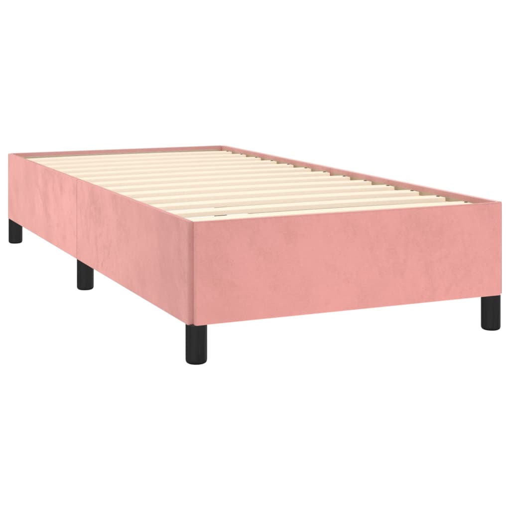 vidaXL Κρεβάτι Boxspring με Στρώμα Ροζ 80 x 200 εκ. Βελούδινο