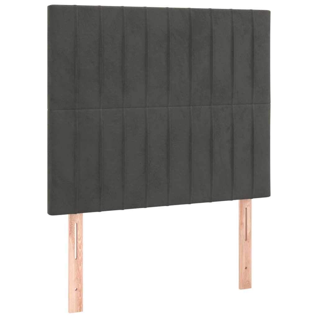 vidaXL Κρεβάτι Boxspring με Στρώμα Σκούρο Γκρι 90x190 εκ. Βελούδινο