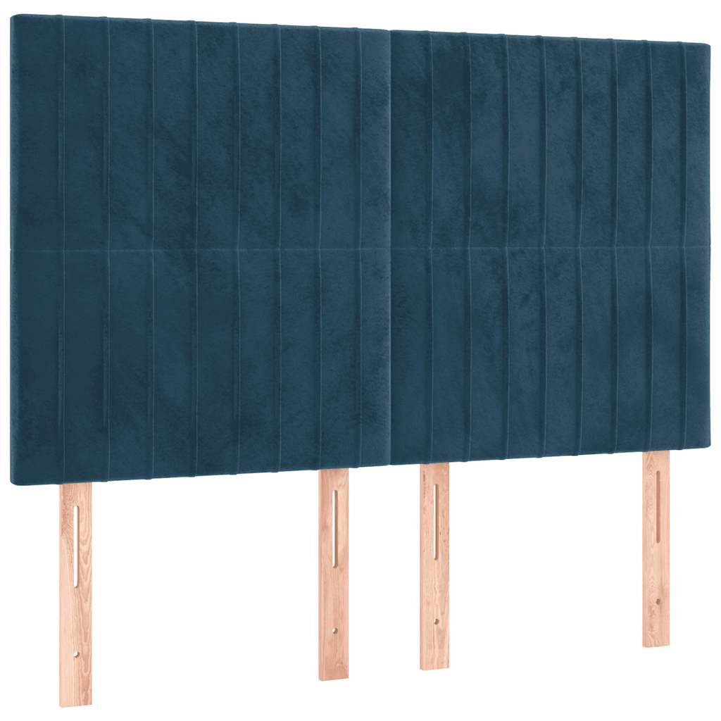 vidaXL Κρεβάτι Boxspring με Στρώμα Σκούρο Μπλε 140x190 εκ. Βελούδινο