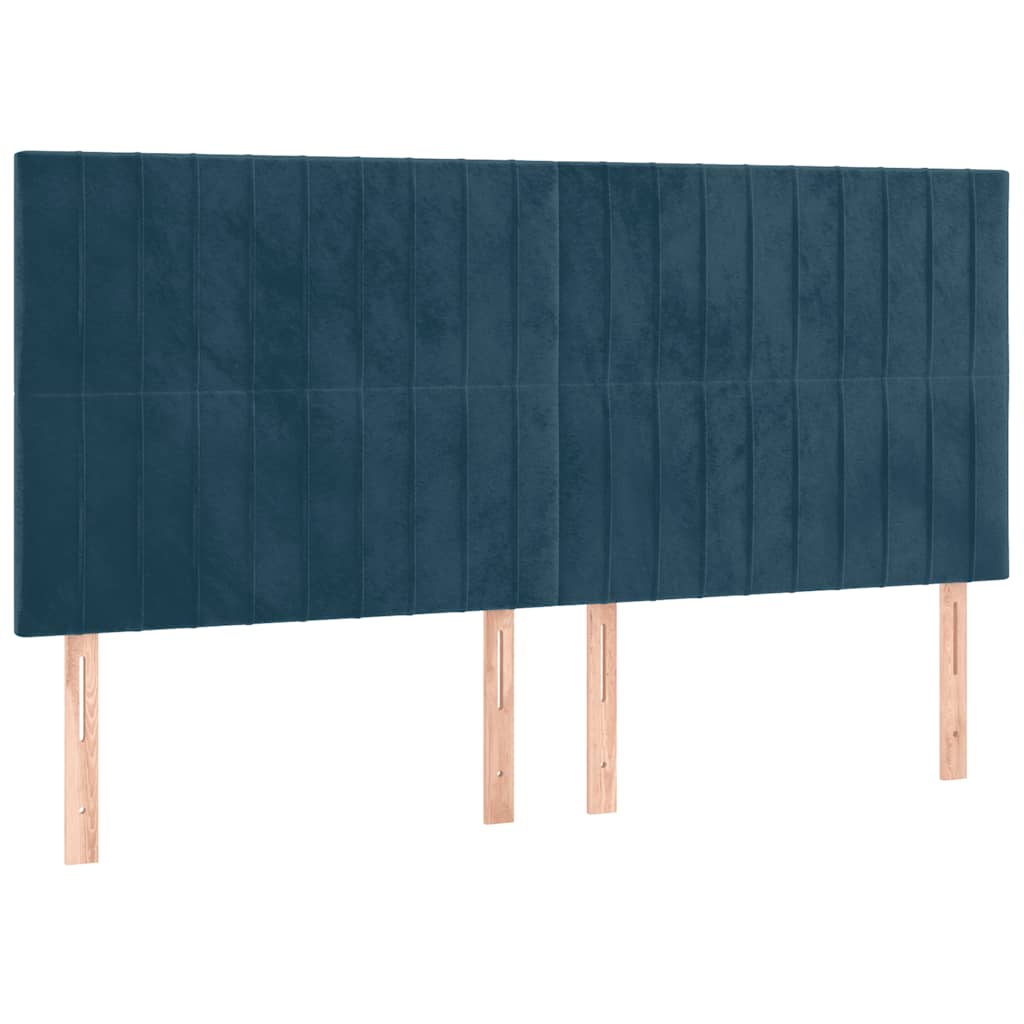 vidaXL Κρεβάτι Boxspring με Στρώμα Σκούρο Μπλε 160x200 εκ. Βελούδινο