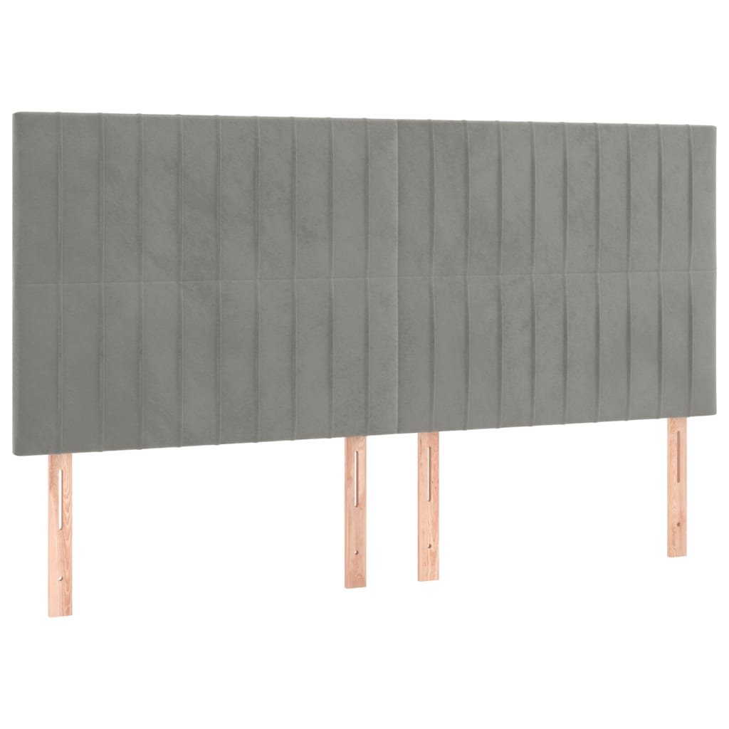 vidaXL Κρεβάτι Boxspring με Στρώμα Ανοιχτό Γκρι 200x200 εκ. Βελούδινο