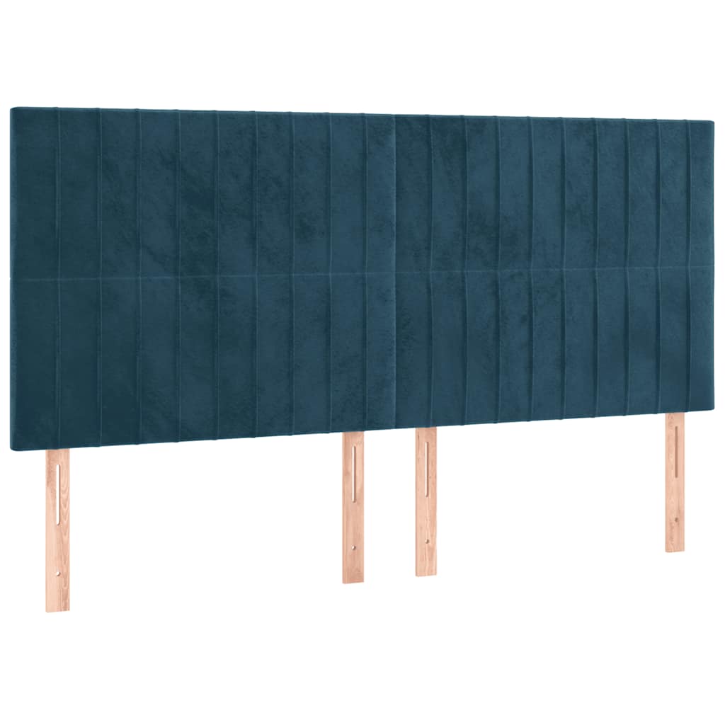 vidaXL Κρεβάτι Boxspring με Στρώμα Σκούρο Μπλε 200x200 εκ. Βελούδινο