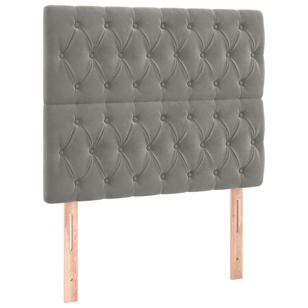 vidaXL Κρεβάτι Boxspring με Στρώμα Ανοιχτό Γκρι 90x190 εκ. Βελούδινο
