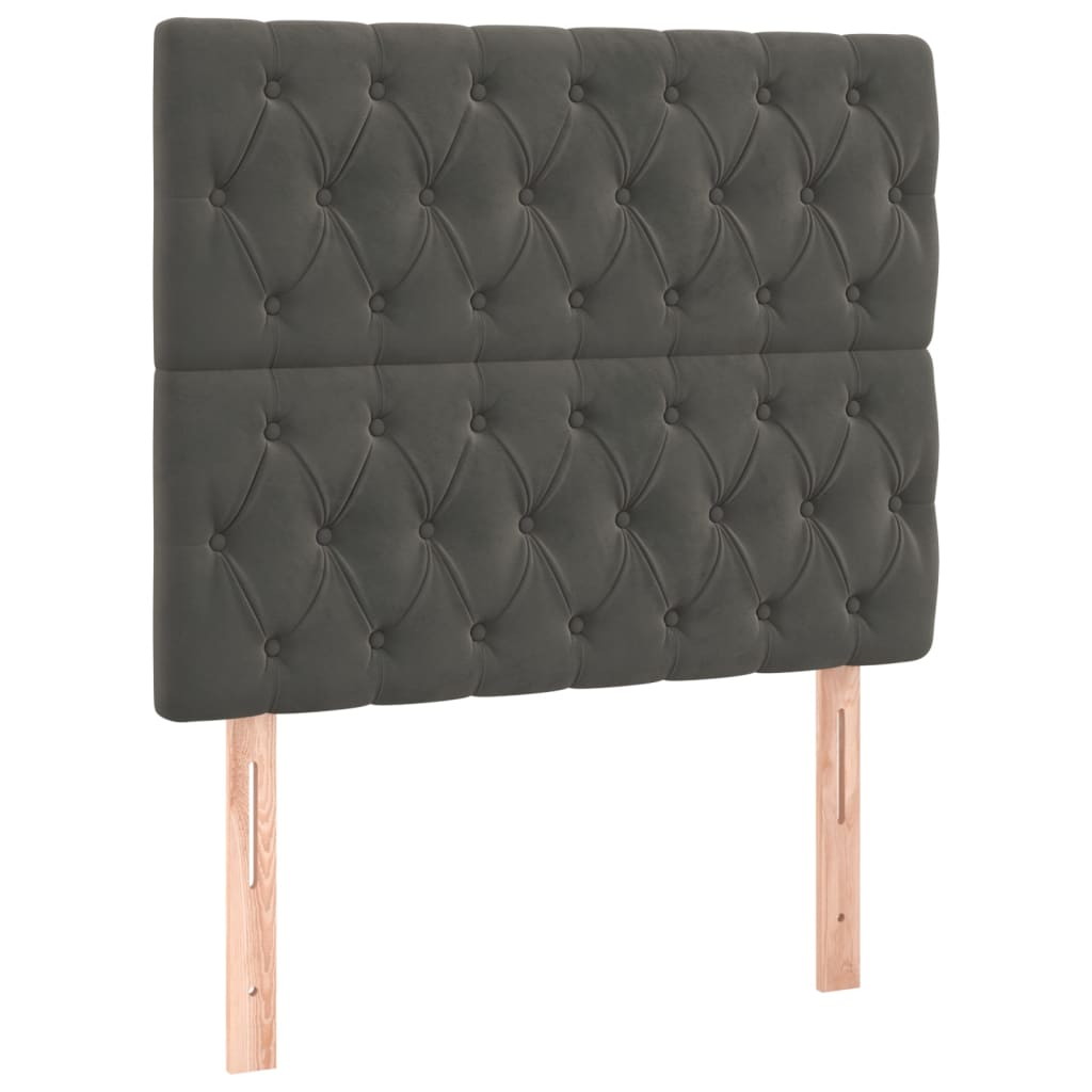 vidaXL Κρεβάτι Boxspring με Στρώμα Σκούρο Γκρι 90x190 εκ. Βελούδινο