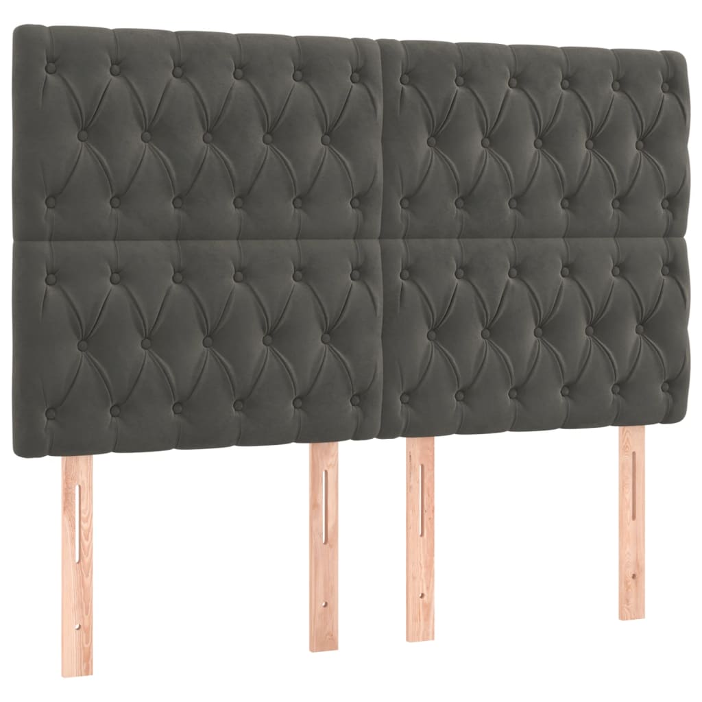 vidaXL Κρεβάτι Boxspring με Στρώμα Σκούρο Γκρι 140x190 εκ. Βελούδινο