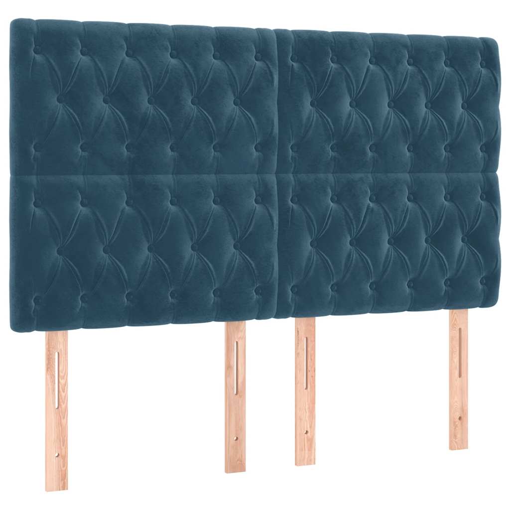 vidaXL Κρεβάτι Boxspring με Στρώμα Σκούρο Μπλε 140x190 εκ. Βελούδινο