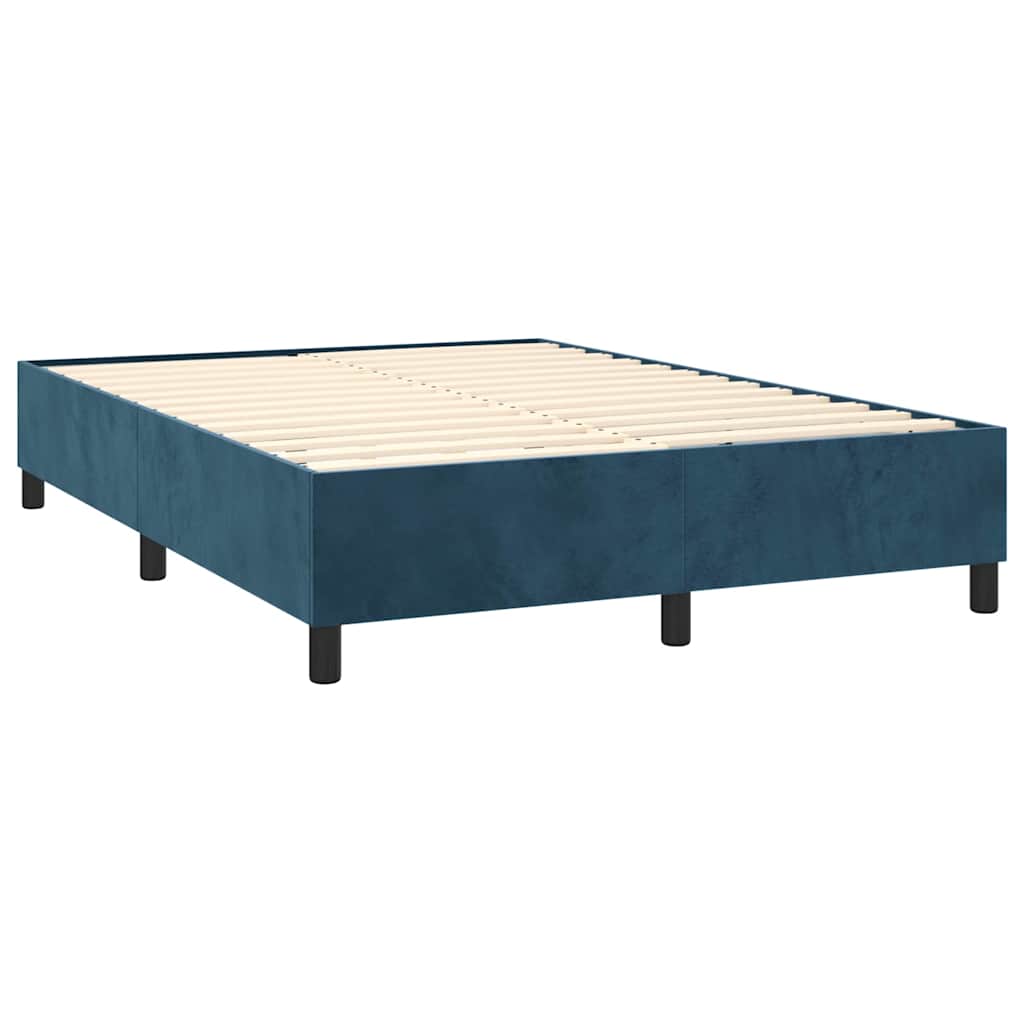 vidaXL Κρεβάτι Boxspring με Στρώμα Σκούρο Μπλε 140x200 εκ. Βελούδινο