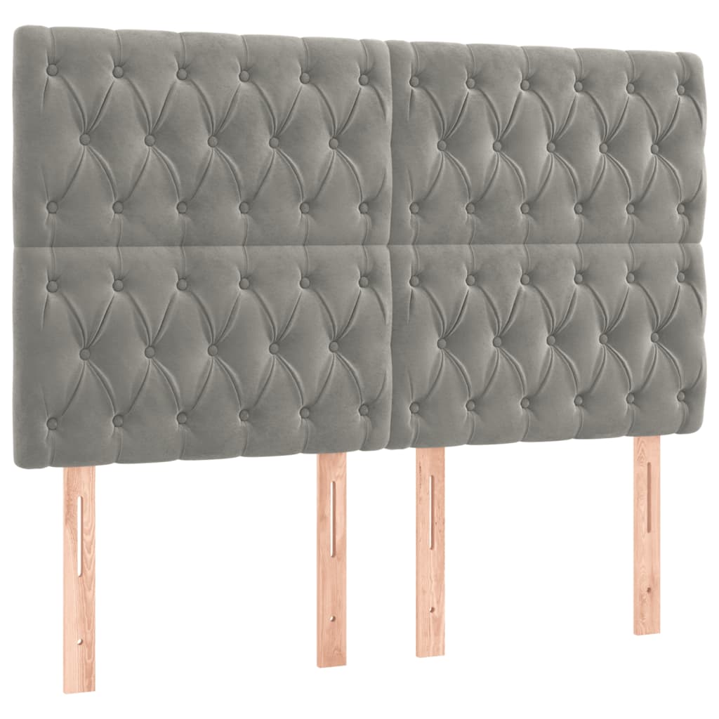 vidaXL Κρεβάτι Boxspring με Στρώμα Ανοιχτό Γκρι 160x200 εκ. Βελούδινο