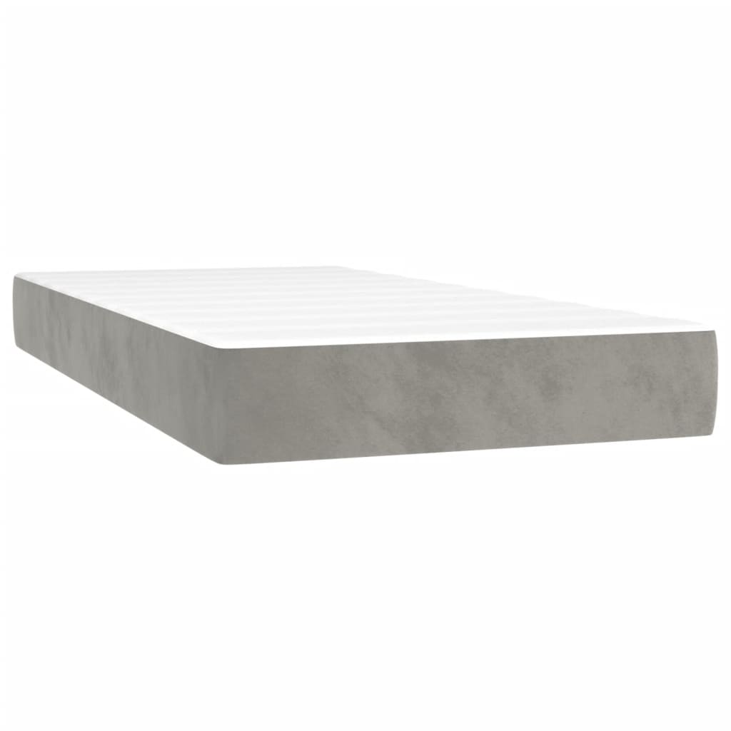 vidaXL Κρεβάτι Boxspring με Στρώμα Ανοιχτό Γκρι 80x200 εκ. Βελούδινο
