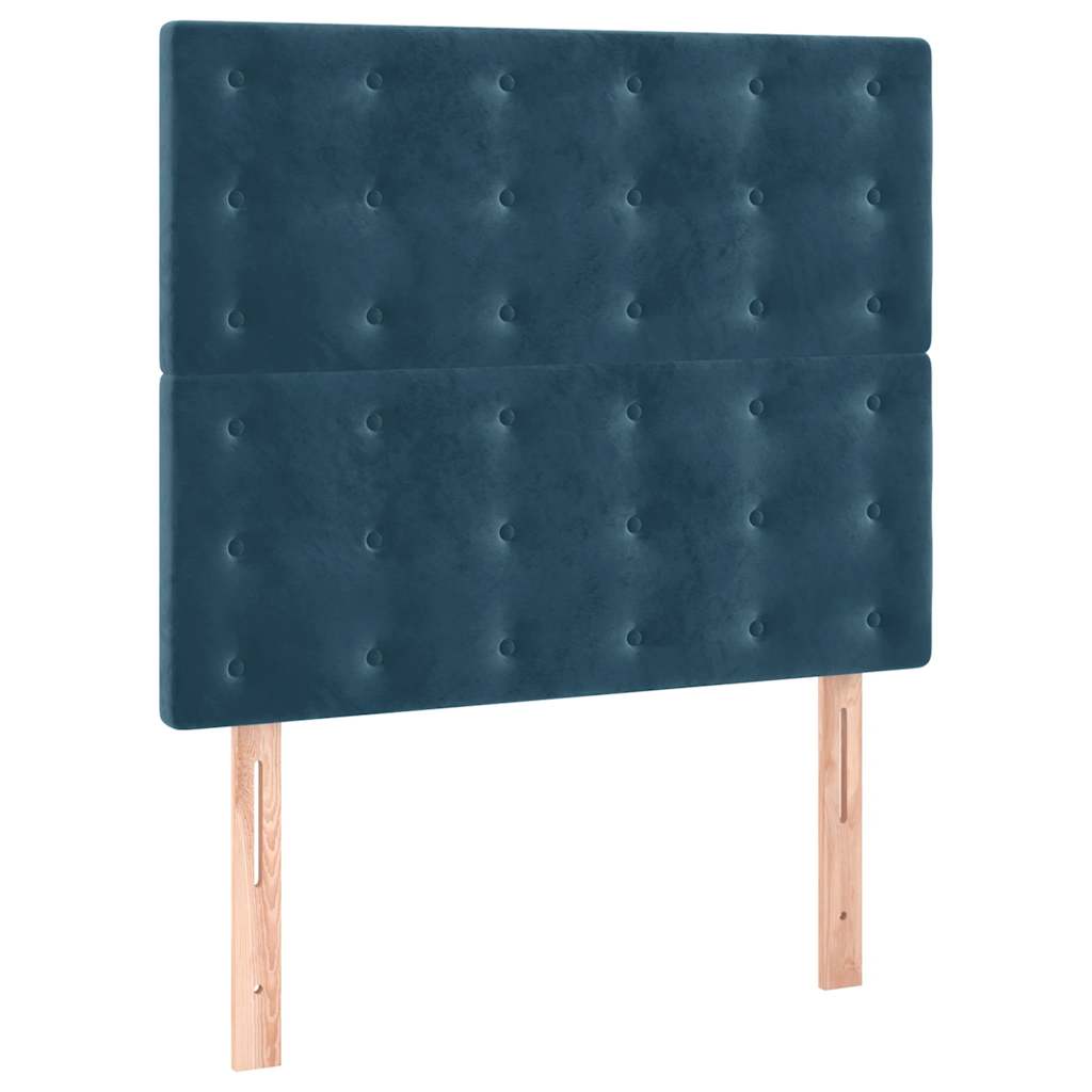 vidaXL Κρεβάτι Boxspring με Στρώμα Σκούρο Μπλε 90x190 εκ. Βελούδινο