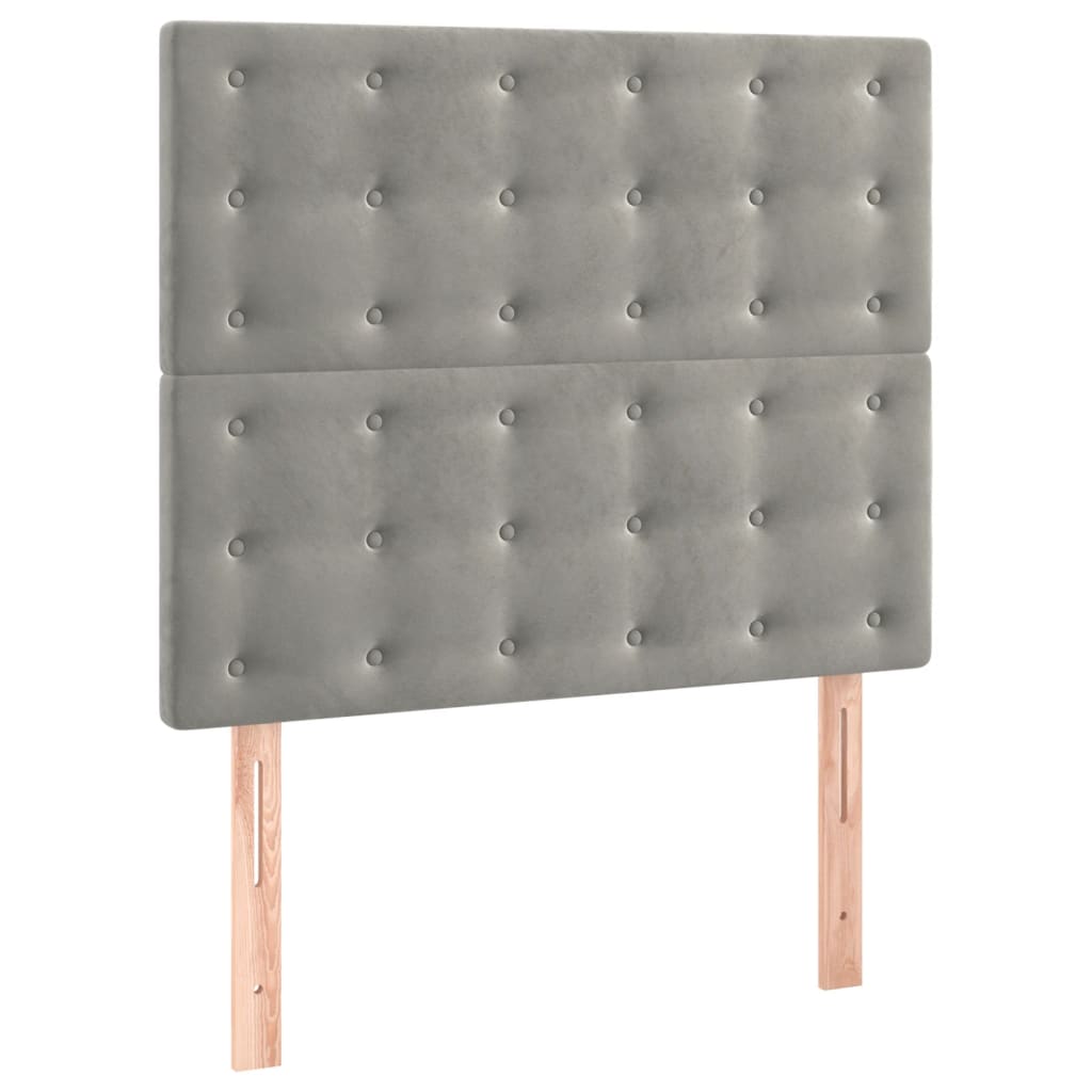vidaXL Κρεβάτι Boxspring με Στρώμα Ανοιχτό Γκρι 90x200 εκ. Βελούδινο