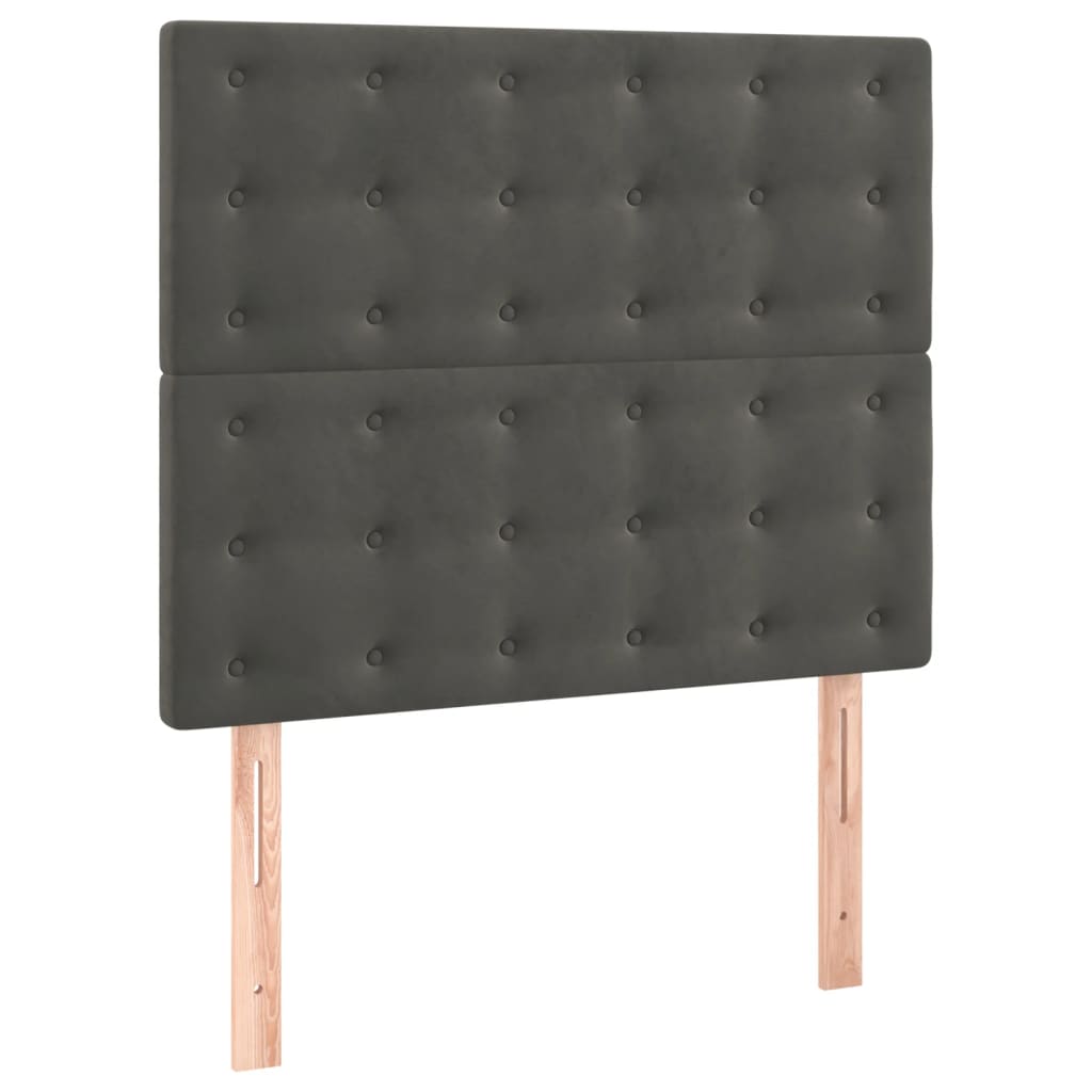 vidaXL Κρεβάτι Boxspring με Στρώμα Σκούρο Γκρι 90x200 εκ. Βελούδινο