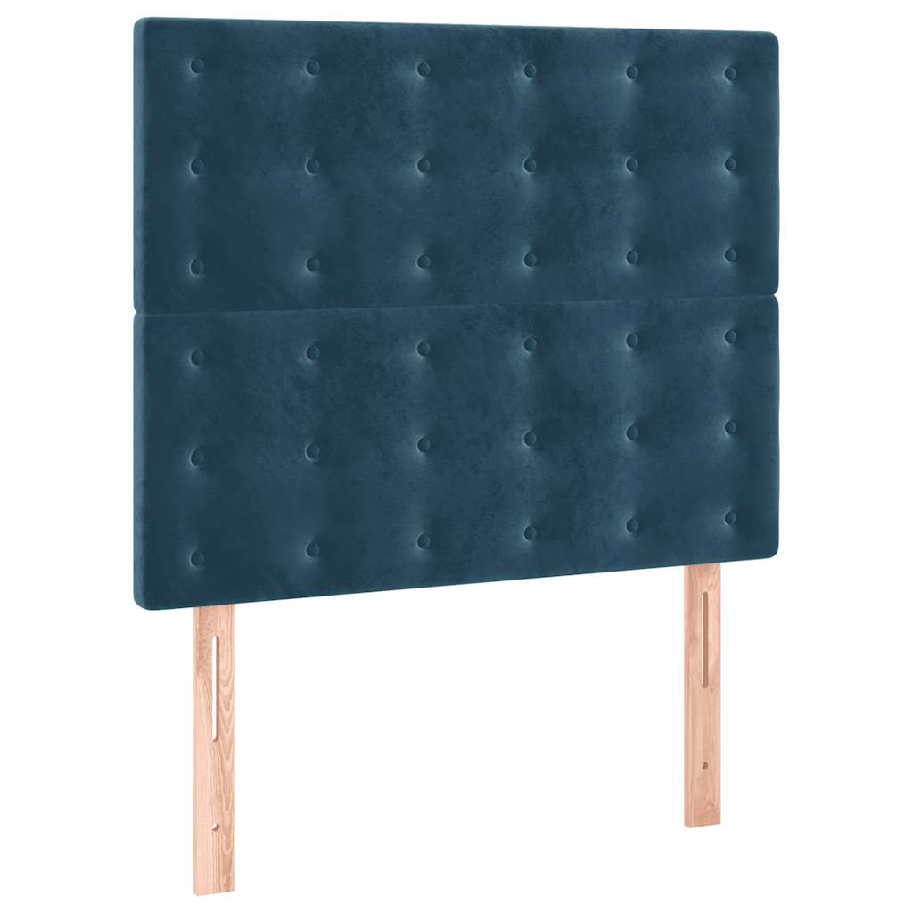 vidaXL Κρεβάτι Boxspring με Στρώμα Σκούρο Μπλε 90x200 εκ. Βελούδινο