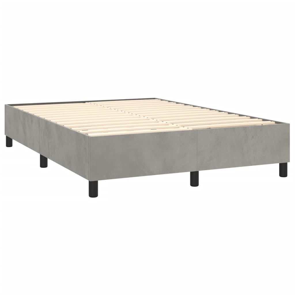 vidaXL Κρεβάτι Boxspring με Στρώμα Ανοιχτό Γκρι 140x190 εκ. Βελούδινο