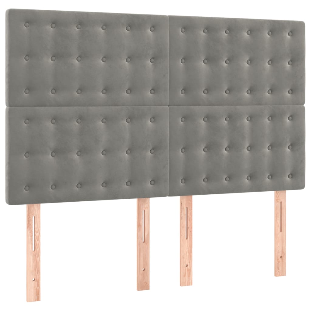 vidaXL Κρεβάτι Boxspring με Στρώμα Ανοιχτό Γκρι 140x190 εκ. Βελούδινο