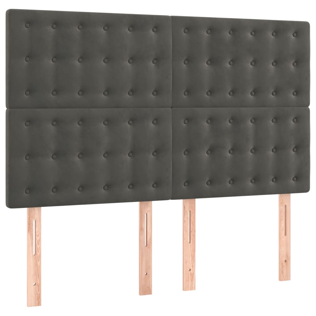 vidaXL Κρεβάτι Boxspring με Στρώμα Σκούρο Γκρι 140x190 εκ. Βελούδινο