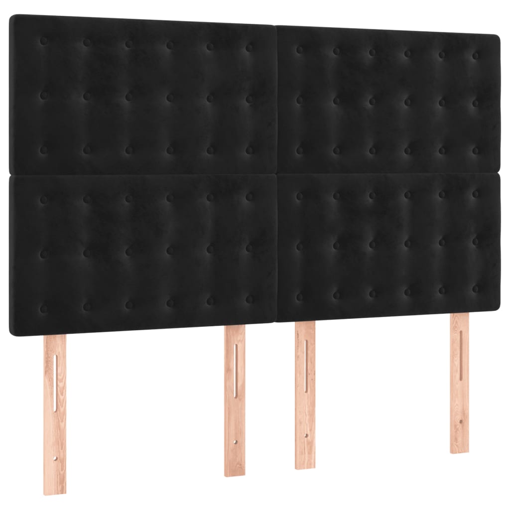 vidaXL Κρεβάτι Boxspring με Στρώμα Μαύρο 140x190 εκ. Βελούδινο