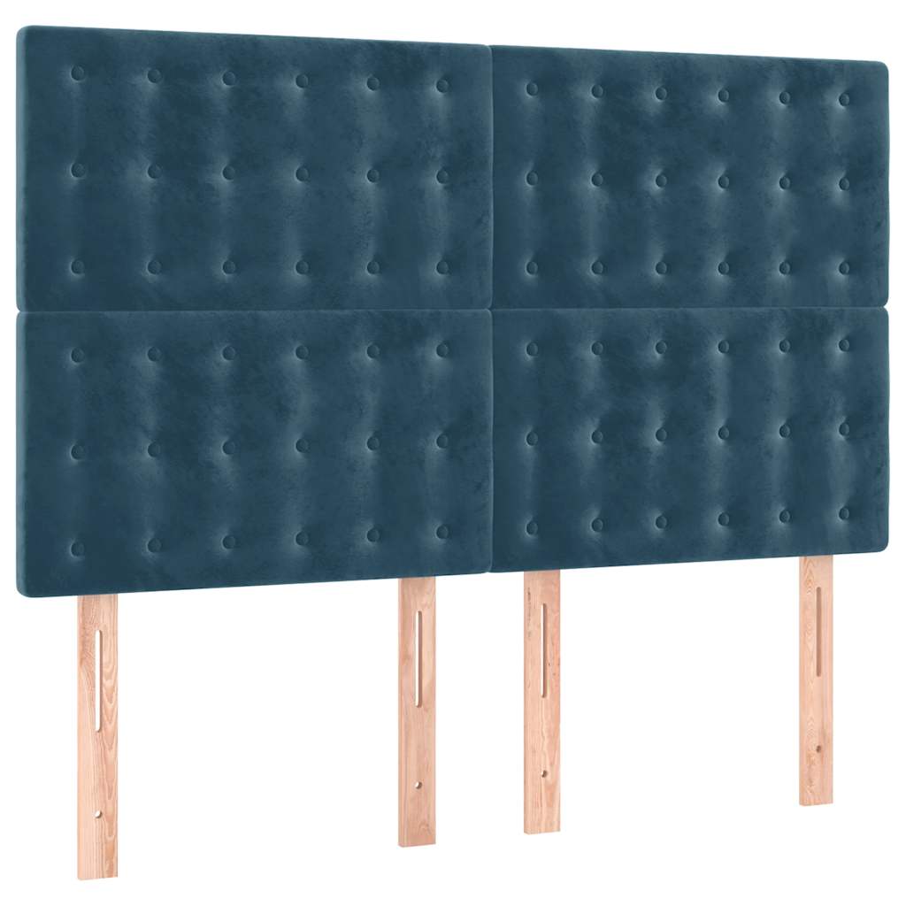 vidaXL Κρεβάτι Boxspring με Στρώμα Σκούρο Μπλε 140x190 εκ. Βελούδινο