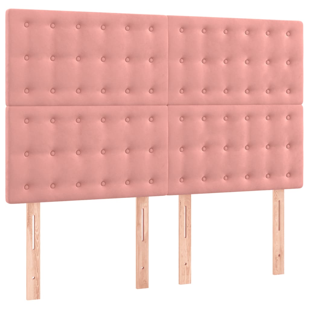 vidaXL Κρεβάτι Boxspring με Στρώμα Ροζ 140x190 εκ. Βελούδινο