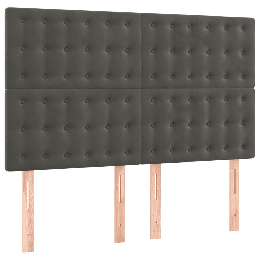 vidaXL Κρεβάτι Boxspring με Στρώμα Σκούρο Γκρι 140x200 εκ. Βελούδινο
