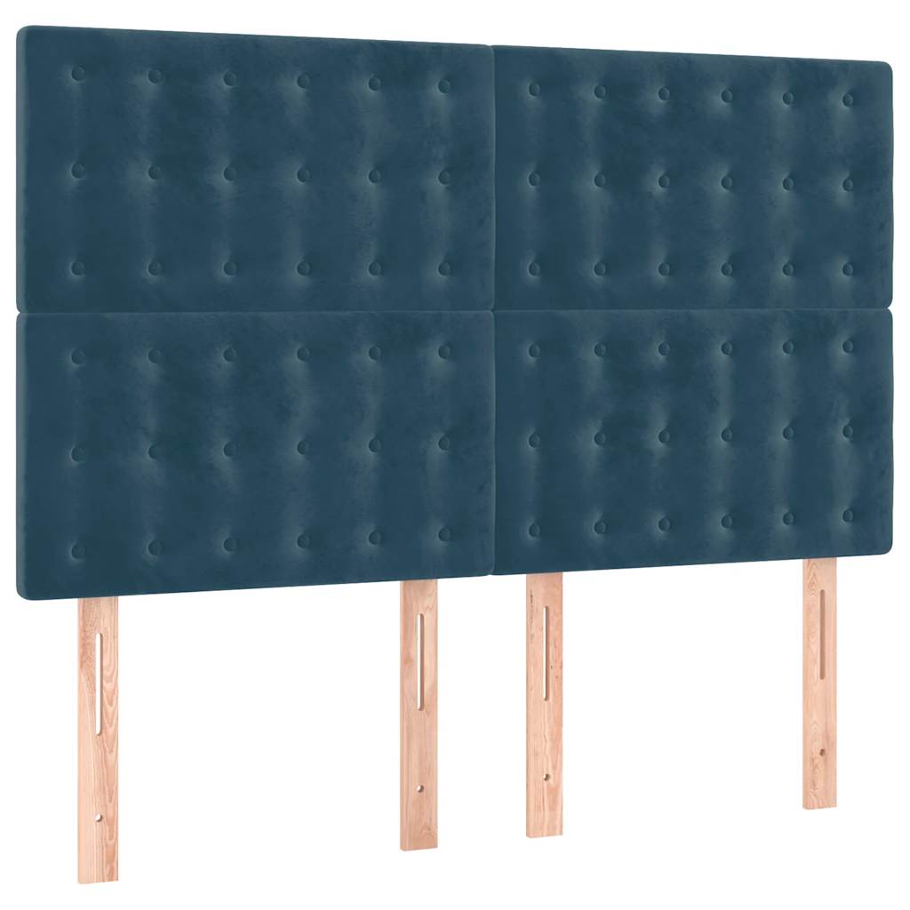 vidaXL Κρεβάτι Boxspring με Στρώμα Σκούρο Μπλε 140x200 εκ. Βελούδινο