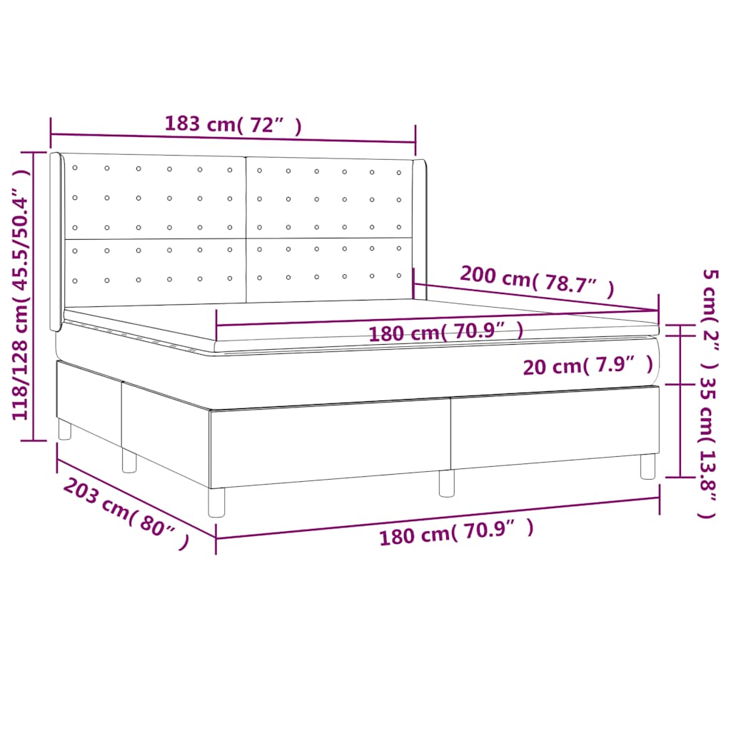 vidaXL Κρεβάτι Boxspring με Στρώμα Σκούρο Μπλε 180x200 εκ. Βελούδινο