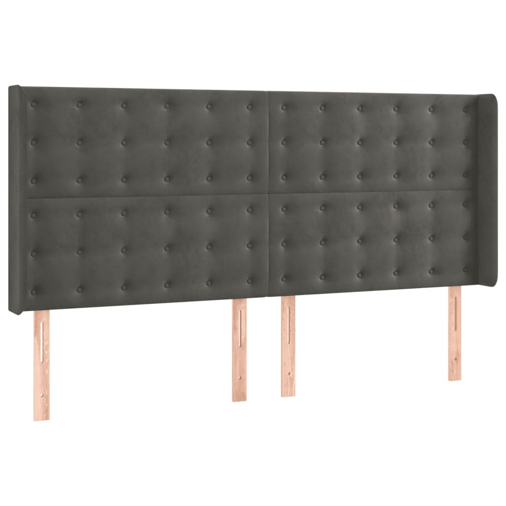 vidaXL Κρεβάτι Boxspring με Στρώμα Σκούρο Γκρι 200x200 εκ. Βελούδινο