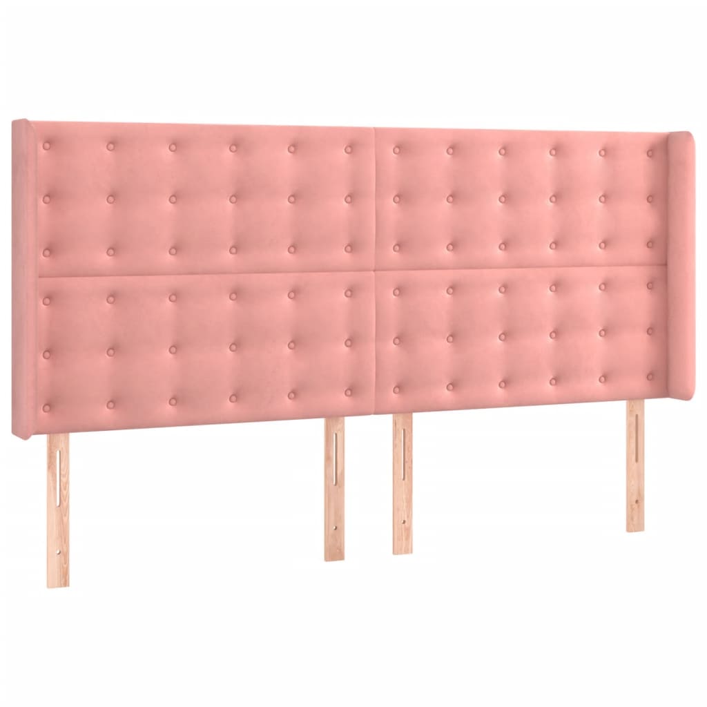 vidaXL Κρεβάτι Boxspring με Στρώμα Ροζ 200x200 εκ. Βελούδινο