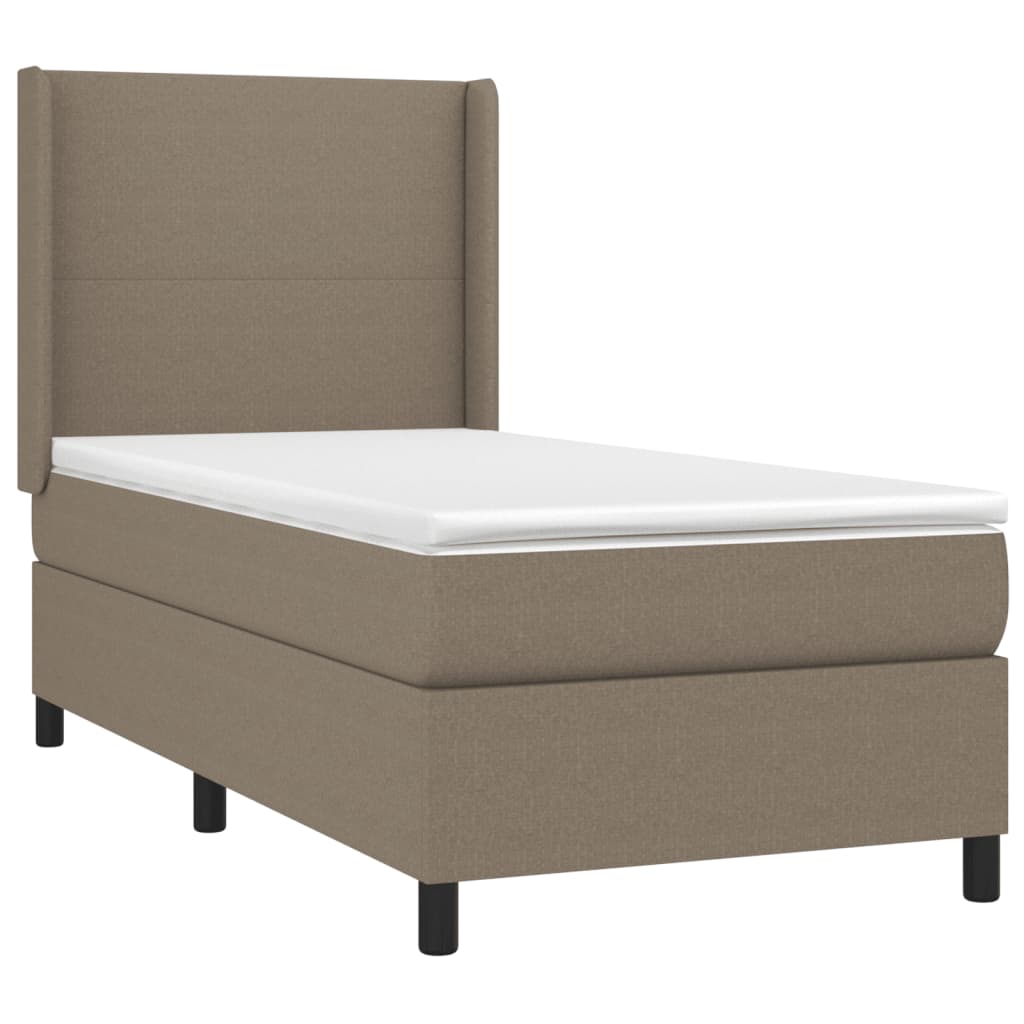 vidaXL Κρεβάτι Boxspring με Στρώμα & LED Taupe 80x200 εκ. Υφασμάτινο