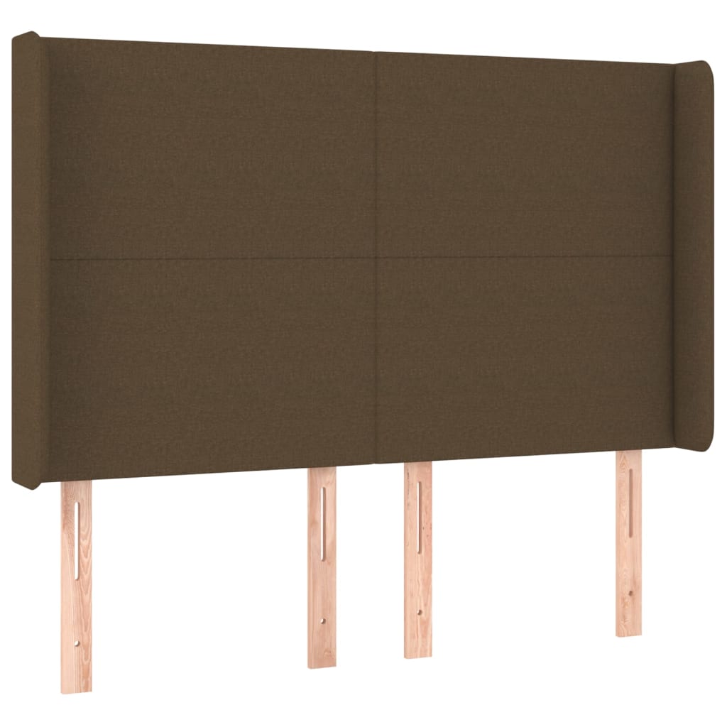 vidaXL Κρεβάτι Boxspring με Στρώμα & LED Σκ.Καφέ 140x190εκ. Υφασμάτινο