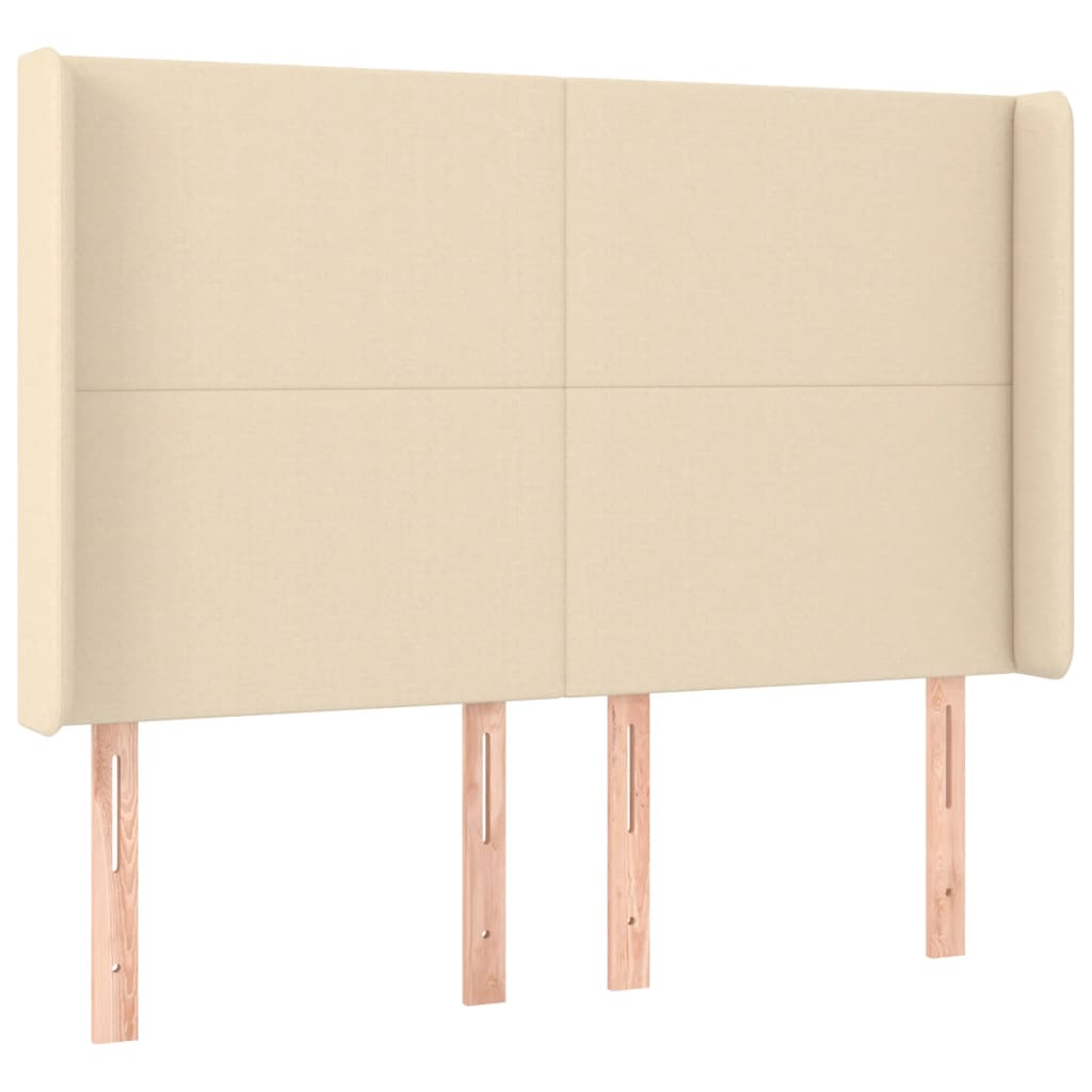 vidaXL Κρεβάτι Boxspring με Στρώμα & LED Κρεμ 140x190 εκ. Υφασμάτινο