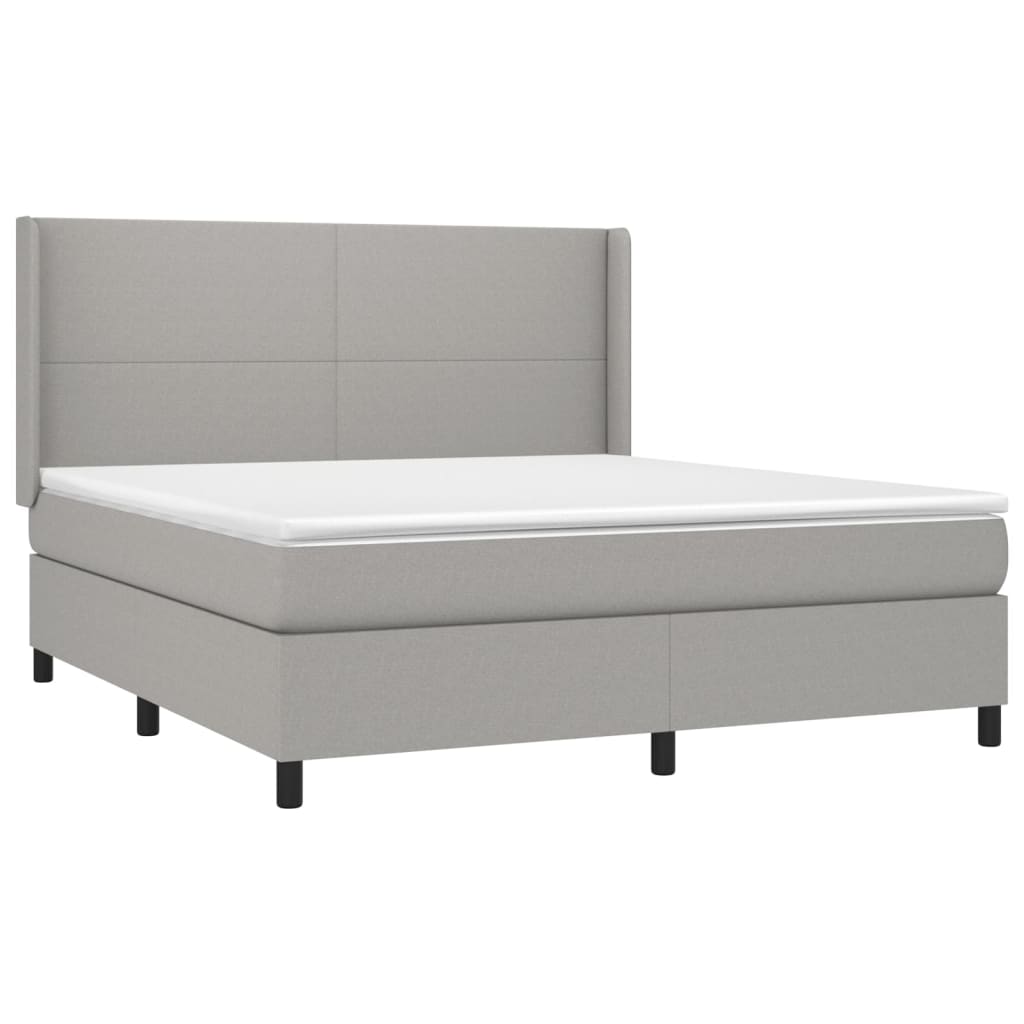 vidaXL Κρεβάτι Boxspring με Στρώμα & LED Αν.Γκρι 160x200εκ. Υφασμάτινο