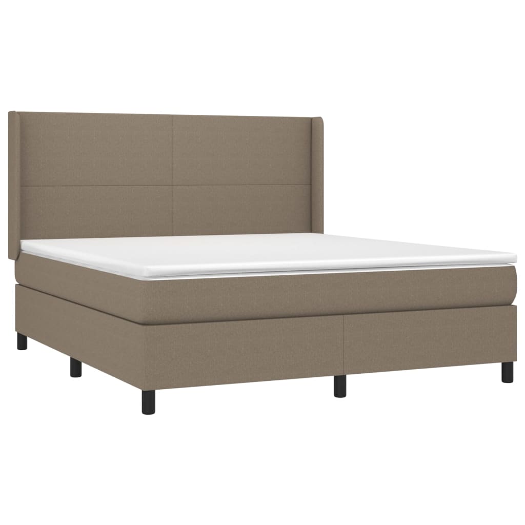 vidaXL Κρεβάτι Boxspring με Στρώμα & LED Taupe 180x200 εκ. Υφασμάτινο