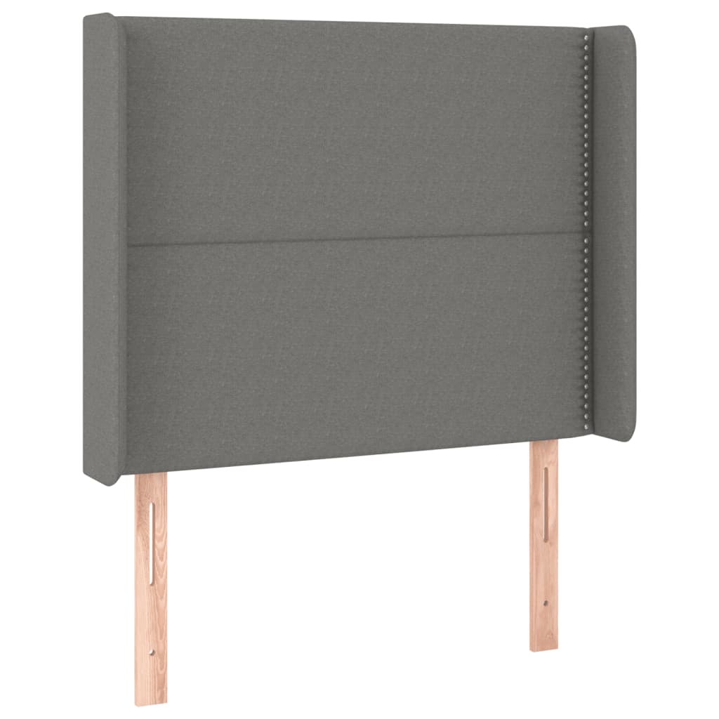 vidaXL Κρεβάτι Boxspring με Στρώμα & LED Σκ.Γκρι 100x200 εκ Υφασμάτινο